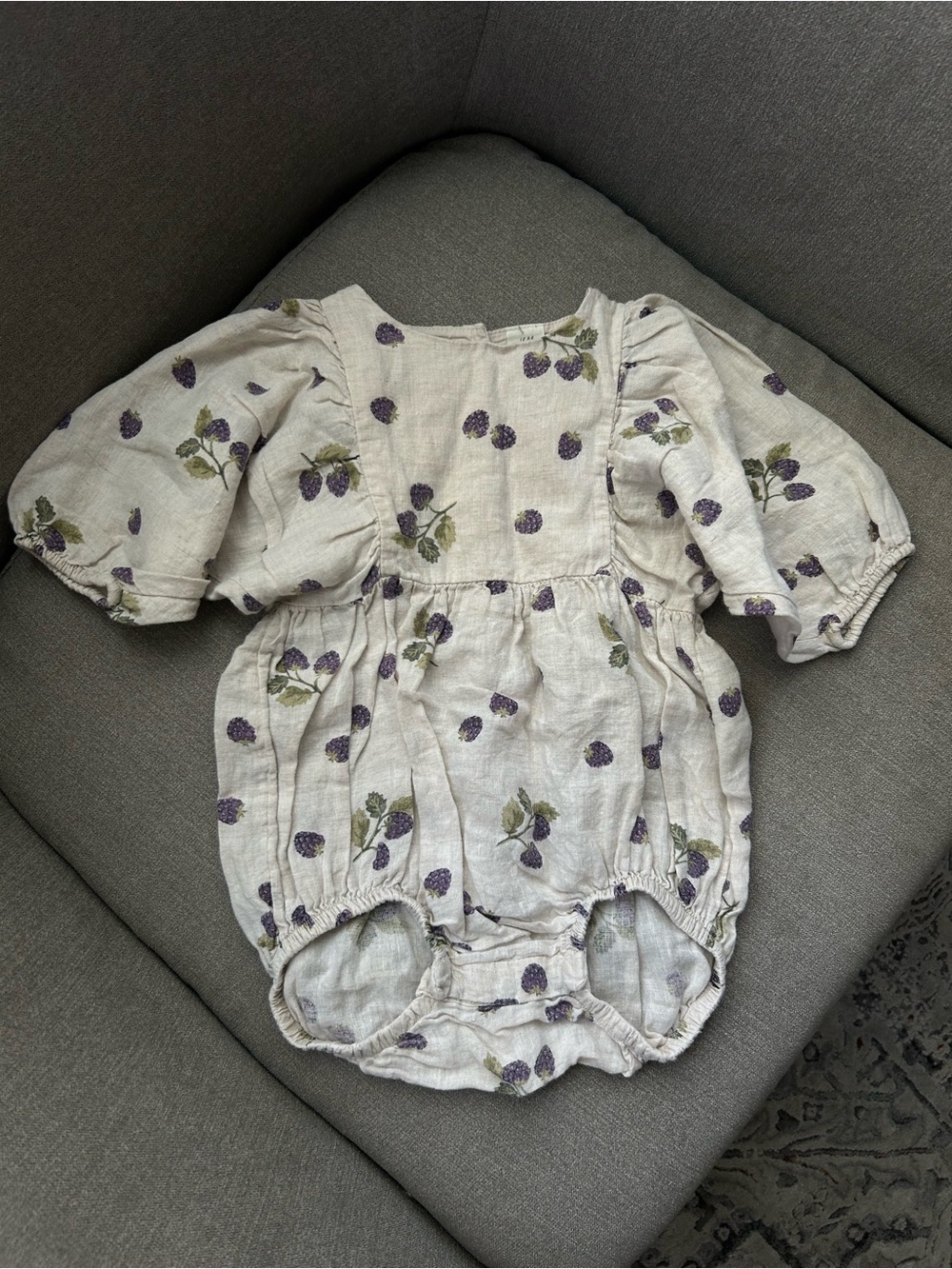H&M Cream Romper with Purple Berry Print